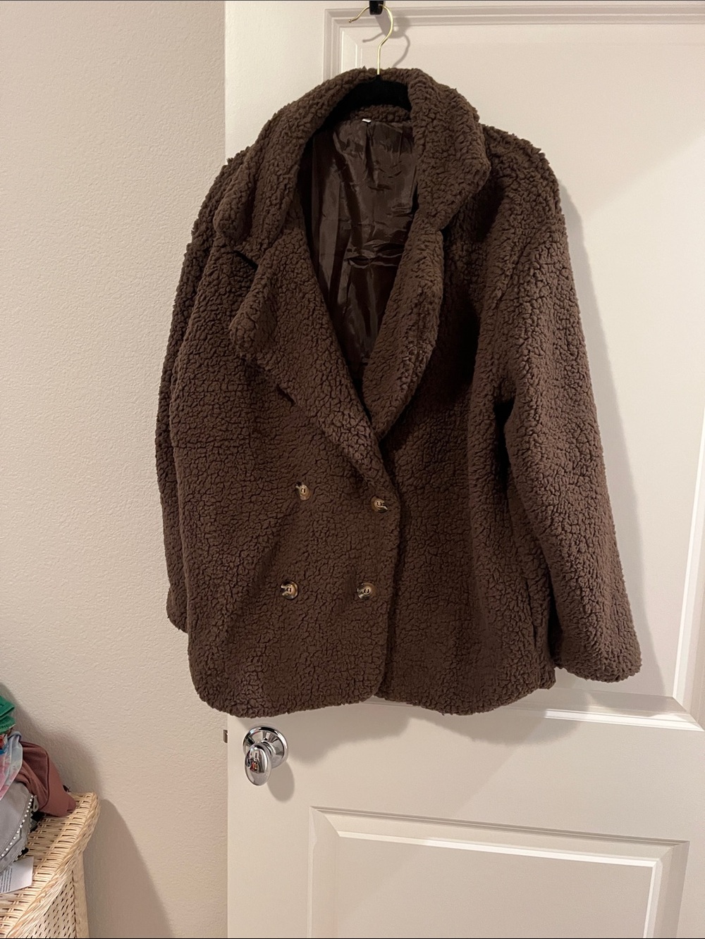 Women's Brown Teddy Double-Breasted jacket